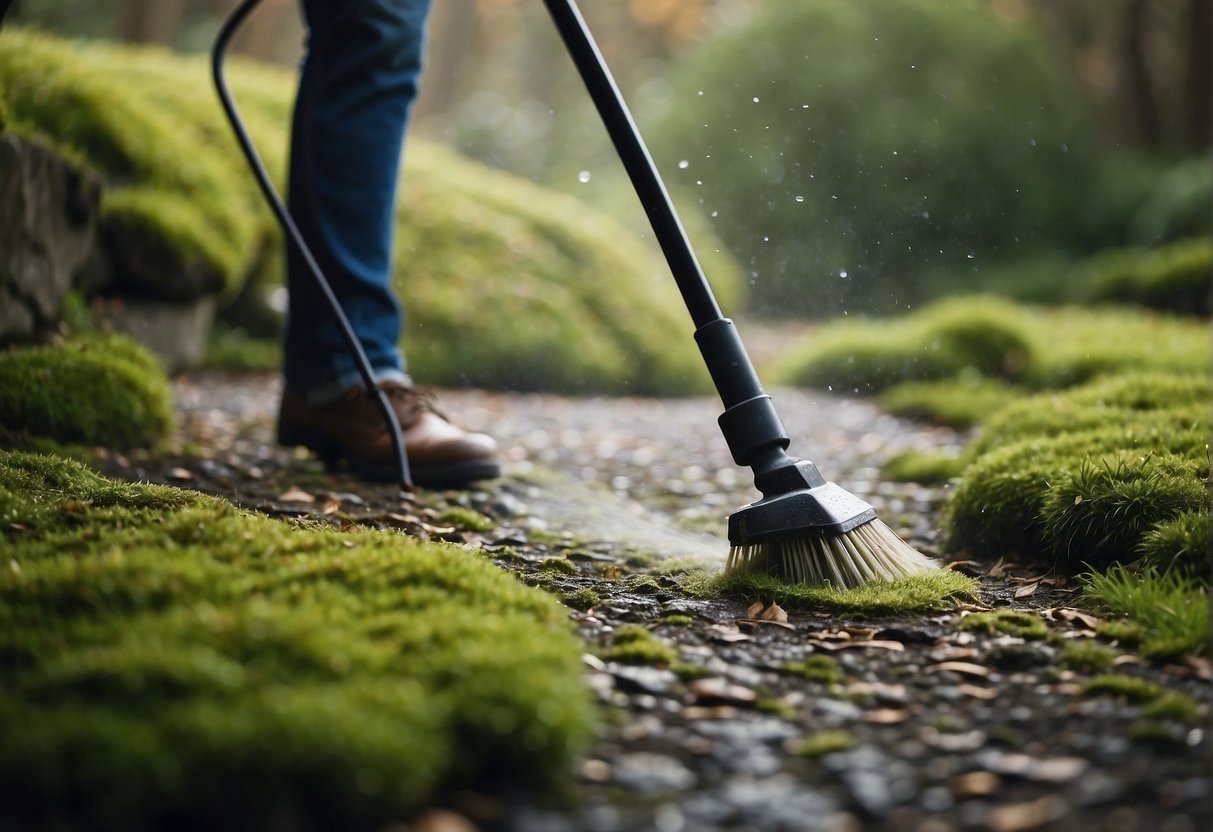 Garden path after moss treatment