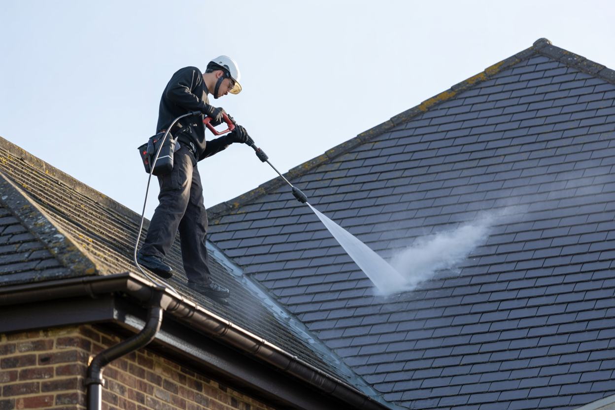 Roof tile cleaning