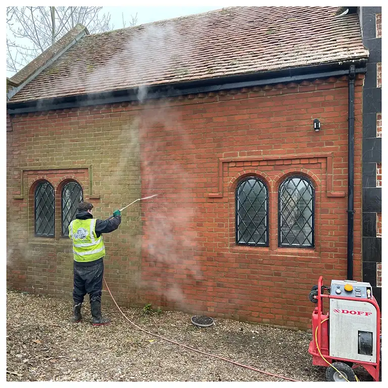 Brick house after cleaning